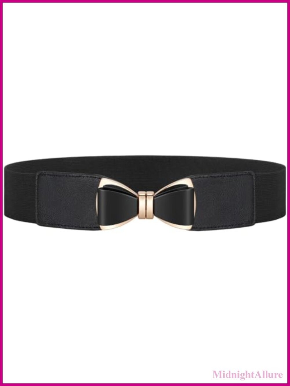 Women's Wide Elastic Bow Belt Stretchy Faux PU Leather Waist Belt for Dresses